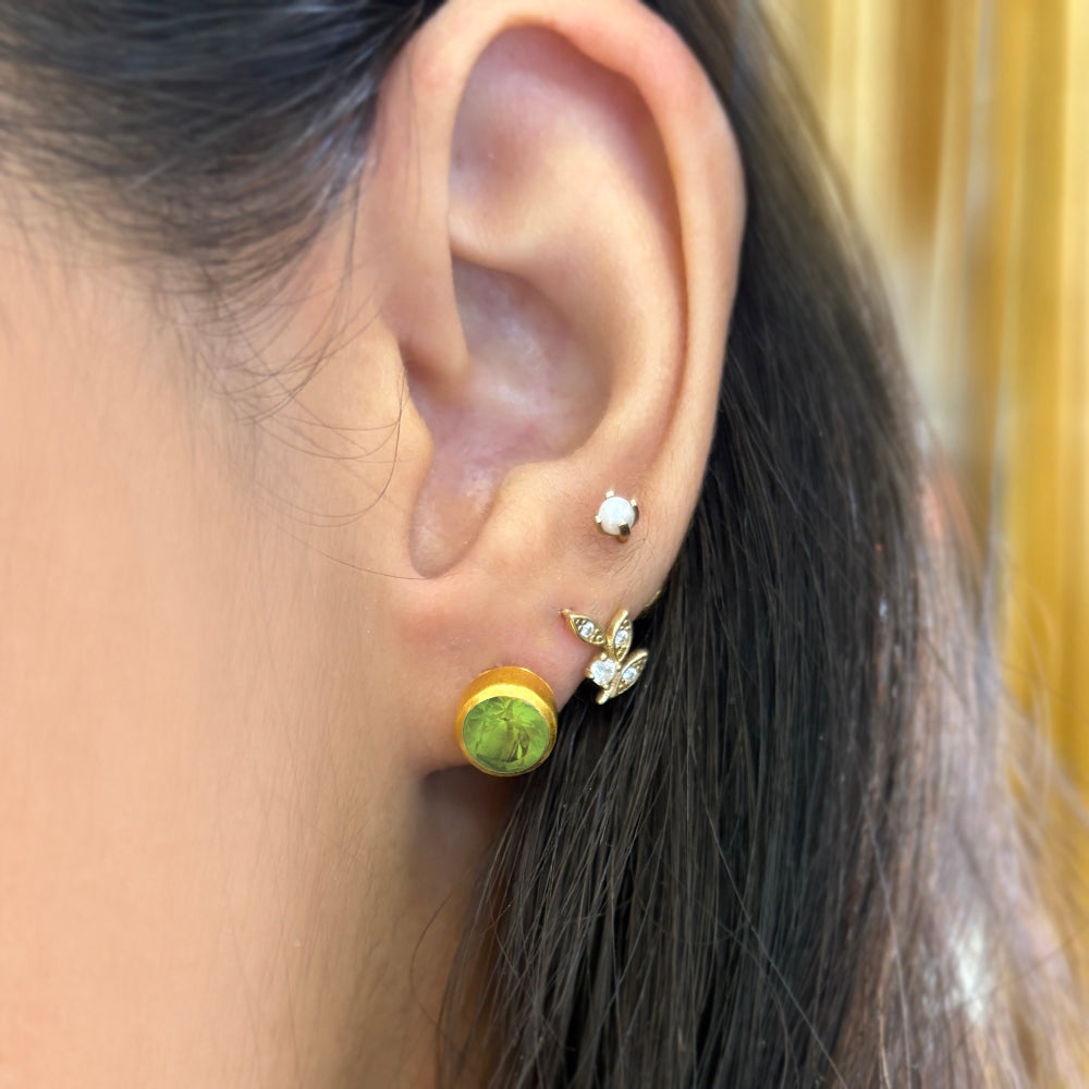 Gold Vermeil Bezel-Set Peridot Stud Earrings