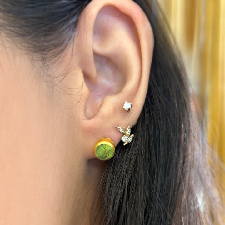 Gold Vermeil Bezel-Set Peridot Stud Earrings