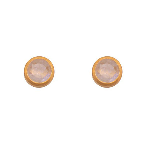 Gold Vermeil Rainbow Moonstone Stud Earrings
