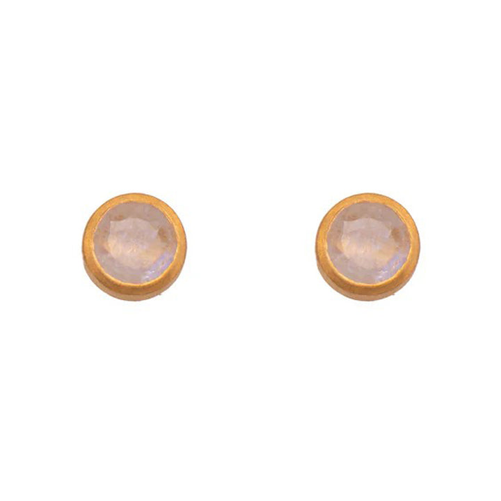 Gold Vermeil Rainbow Moonstone Stud Earrings