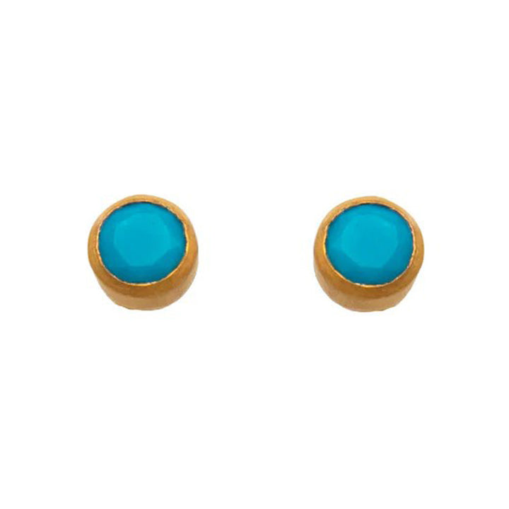Gold Vermeil Bezel-Set Turquoise Stud Earrings