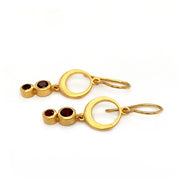 Double Garnet & Gold Vermeil Drop Earrings - "Carmine"