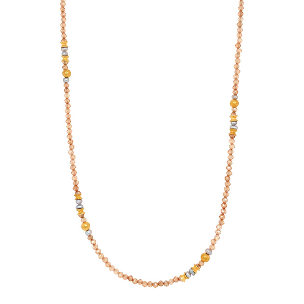 24K Gold Vermeil with Zircons and Grey Pearls Necklace - "Sandy Daydream"