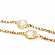 Long Gold Vermeil & Moonstone Station Necklace - "White Star"