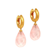 24K Gold Vermeil Rose Quartz Huggie Earrings