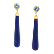 24K Gold Vermeil Lapis Lazuli & Blue Topaz Drop Earrings