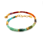 24K Gold Vermeil, Coral, Garnet, Jasper, Amazonite, & Chrysoprase Beaded Bracelet