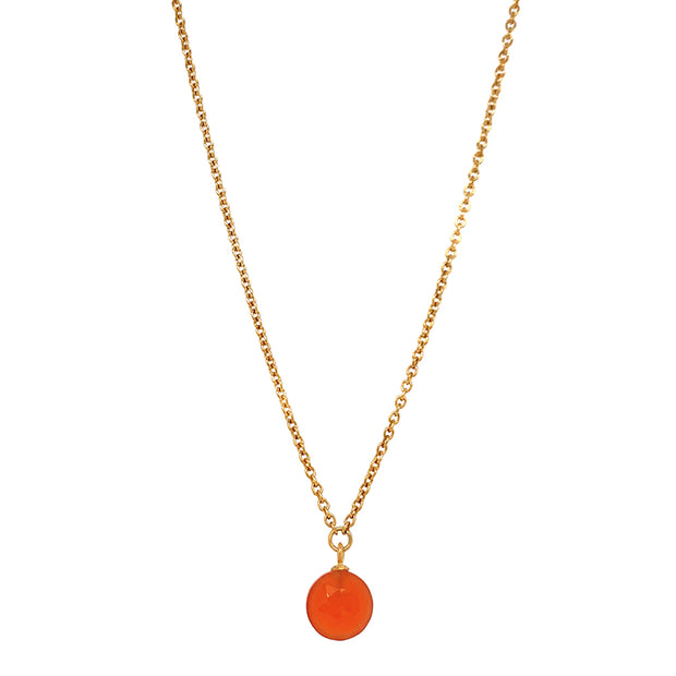 Gold Vermeil Garnet Drop Necklace- "Red Sun"