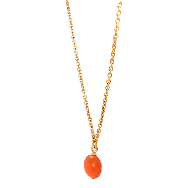 Gold Vermeil Garnet Drop Necklace- "Red Sun"