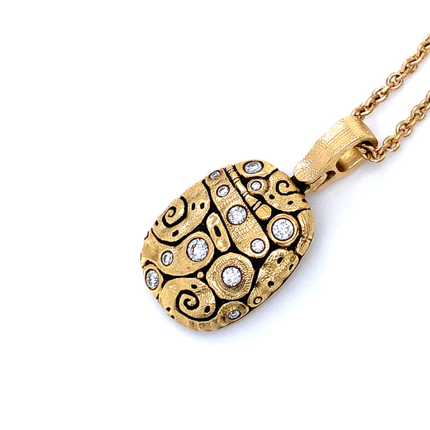 Diamond & Yellow Gold Pendant - "Flora"