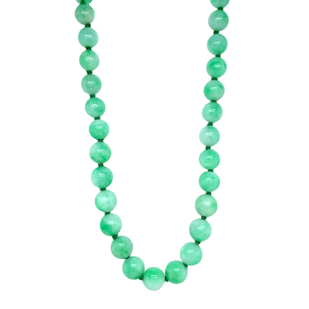 Jadeite & Yellow Gold Beaded Necklace - "Amity"