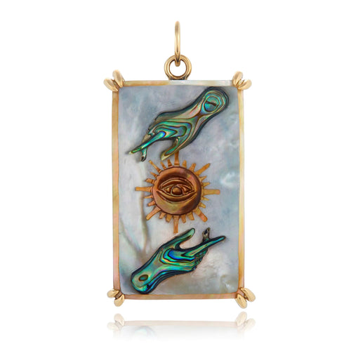 Abalone & Mother of Pearl Pendant - "Sun Tarot"