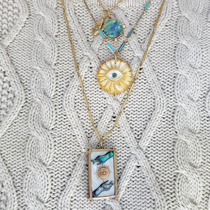 Abalone & Mother of Pearl Pendant "Sun Tarot"
