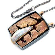 Freeform Opal & Mixed Metal Neo Bronze Necklace - "Fissure"