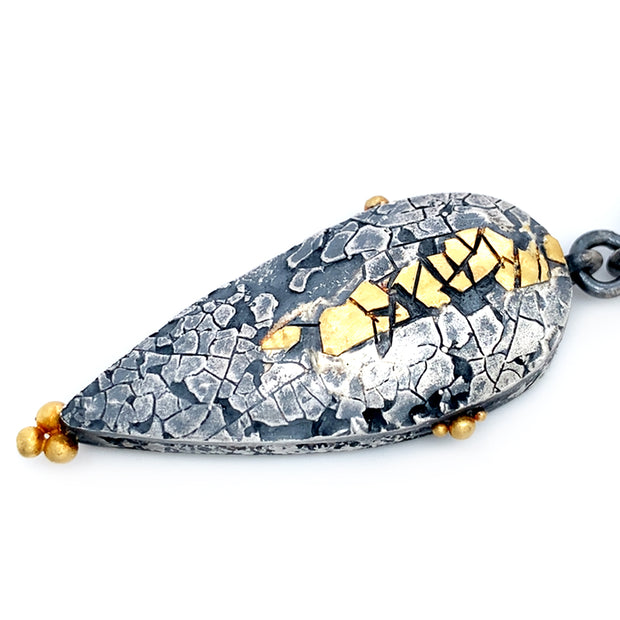 Sterling Silver, Yellow Gold, and Opal Necklace - "Dragons Egg"