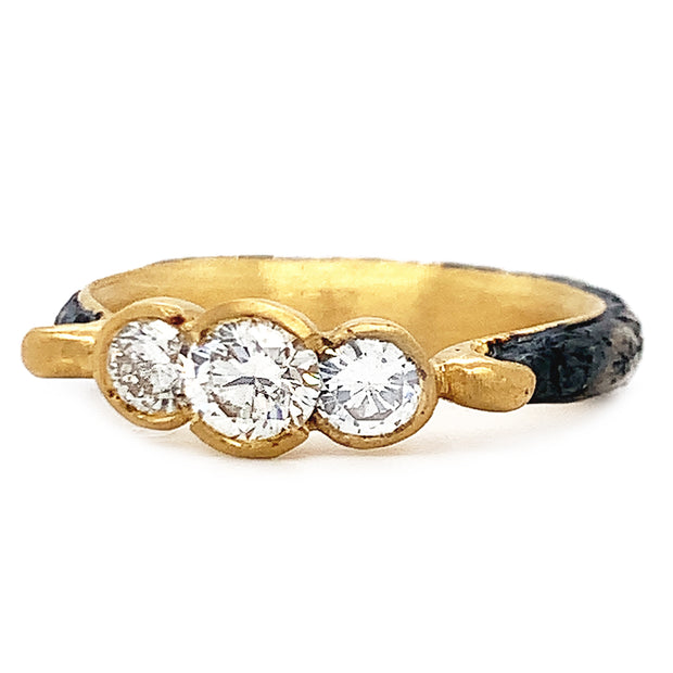 Diamond Three Stone Ring - "Lyra Vetus"