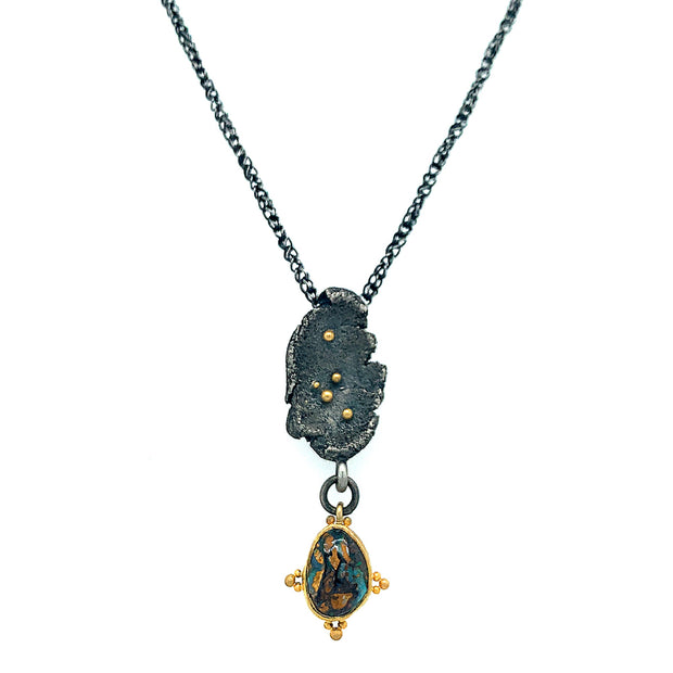 Silver & Gold Opal Necklace - "Tarndanya"