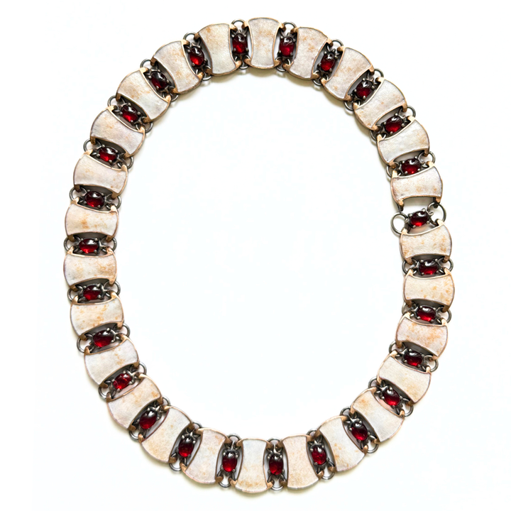 Garnet Byzantine Link Collar Necklace - "Garnet Seduction"