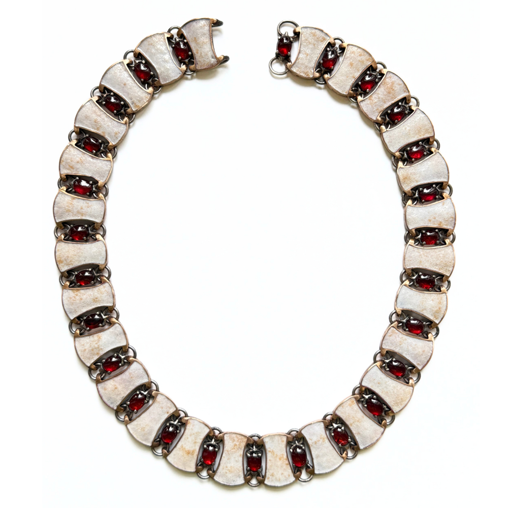 Garnet Byzantine Link Collar Necklace - "Garnet Seduction"