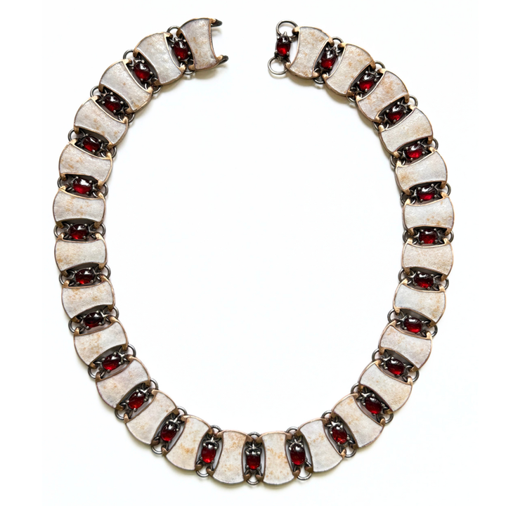 Garnet Byzantine Link Collar Necklace - "Garnet Seduction"
