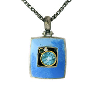 Blue Topaz, Sapphire, Diamond, & Enamel Necklace - "Clear Skies"