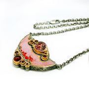 Garnet, Lepidocrocite, & Enamel Necklace - "Erythro"