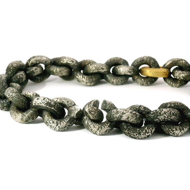 Sterling Silver & 22K Yellow Gold Link Bracelet - "Bjorn"