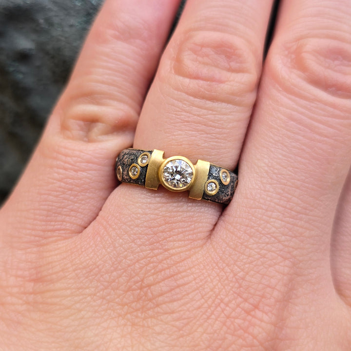 Silver & Gold Diamond Ring - "Constellation"