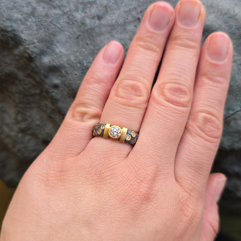 Silver & Gold Diamond Ring - "Constellation"