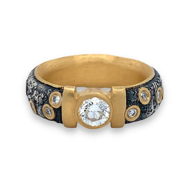 Silver & Gold Diamond Ring - "Constellation"