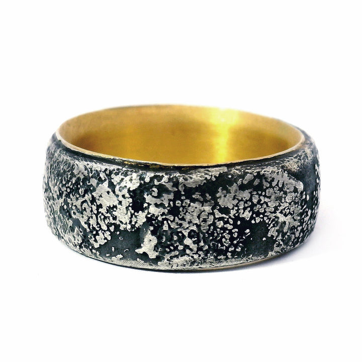 Sterling Silver and Yellow Gold Wide Band -"Two Clouds"