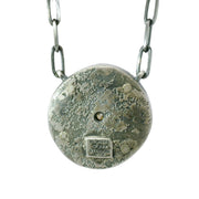 Fracture-Filled Diamond, Sterling Silver & Bronze Necklace - "Rugged Gleam"