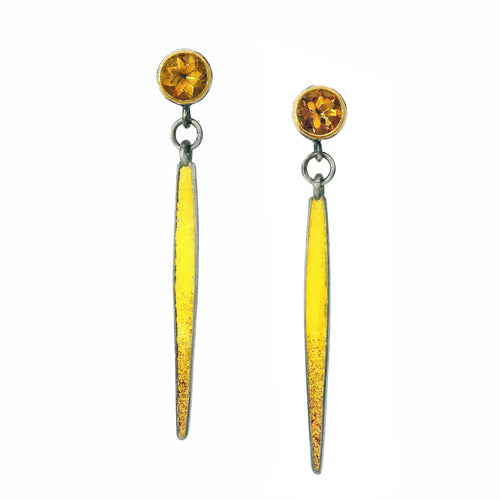 Gold Citrine Color Drop Earrings