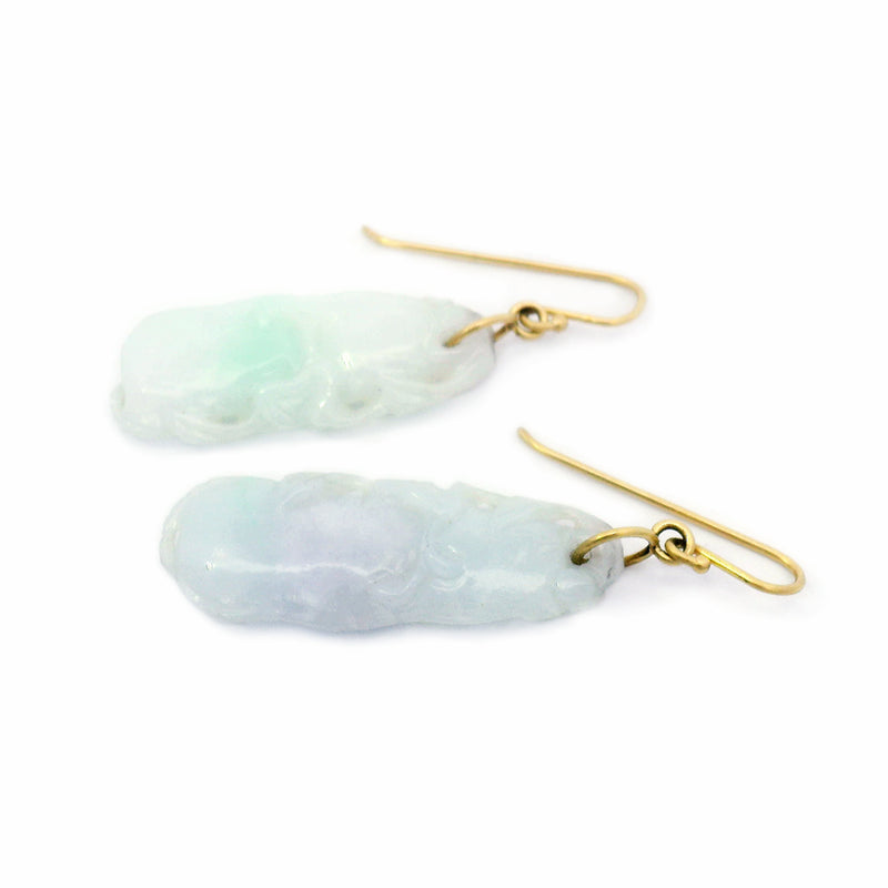 Vintage Jadeite Drop Earrings in 18K Gold - "Celadon"