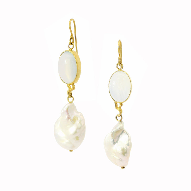 Keshi Pearl Statement Drop Earrings - "Moon Tide"