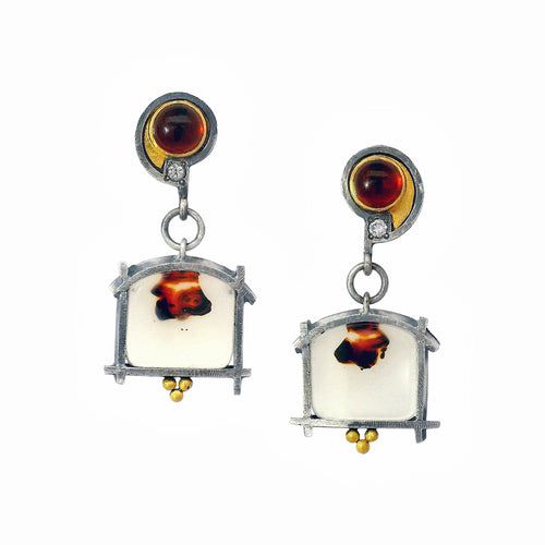 Montana Agate Drop Earrings - "Shoji Clouds"