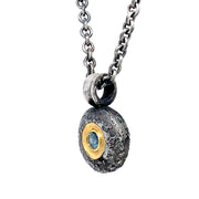 Montana Sapphire Silver & Gold Necklace - "Miniature Maru"