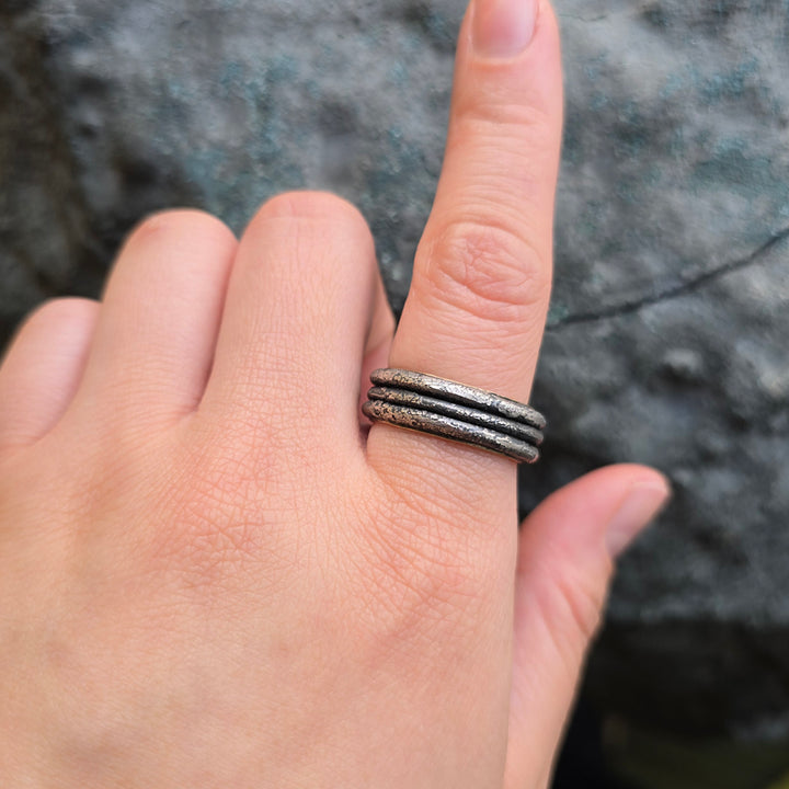 Sterling Silver & Yellow Gold Modular Ring - "Trinity Forge"