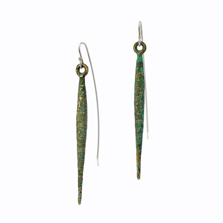 Bronze drop earrings with sterling silver earwires by Michael Jensen
