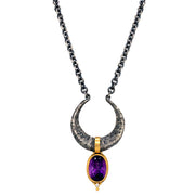 Sterling Silver & Gold Amethyst Necklace - "Lunatus"