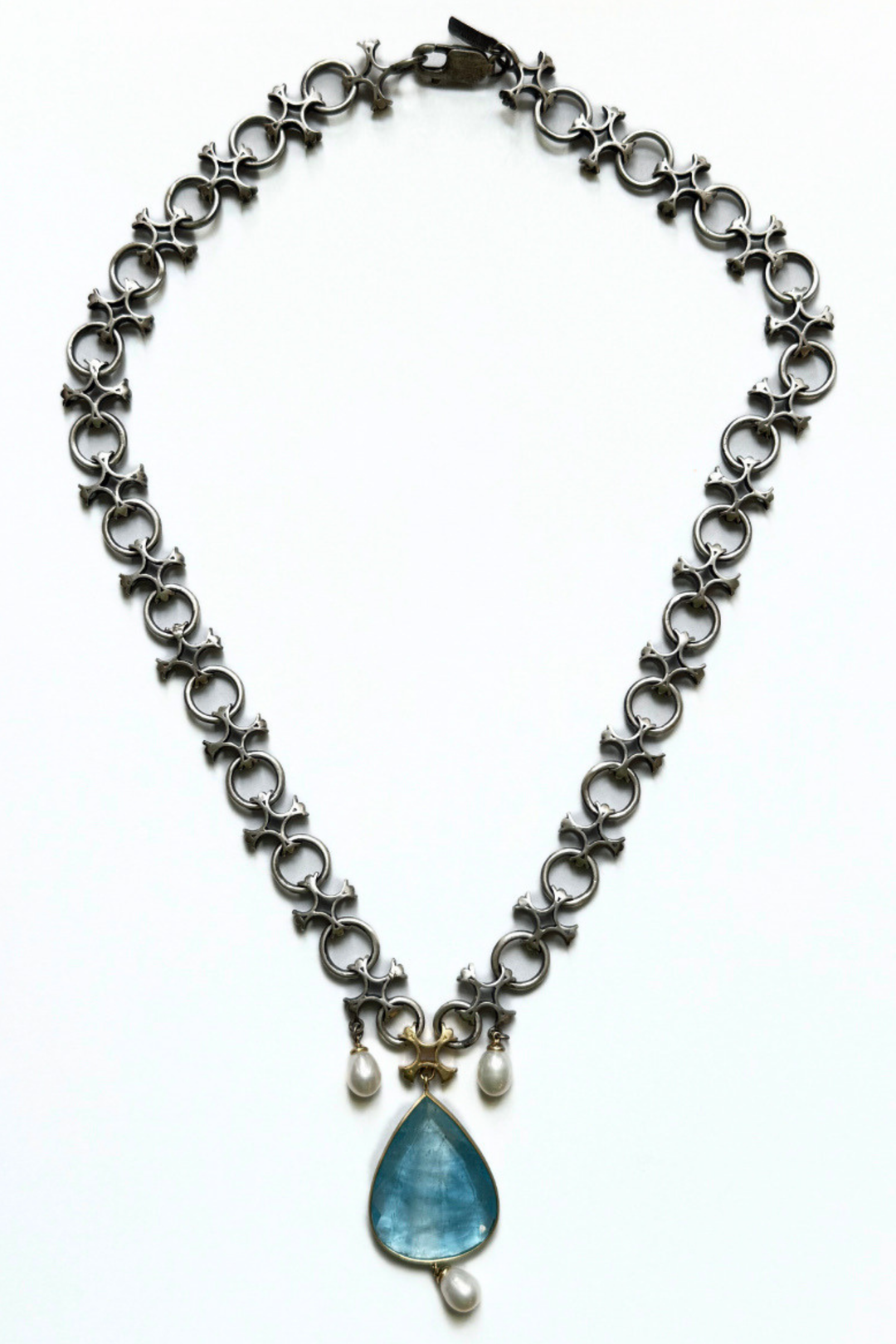 Aquamarine & Akoya Pearl Necklace - "Aquitaine"