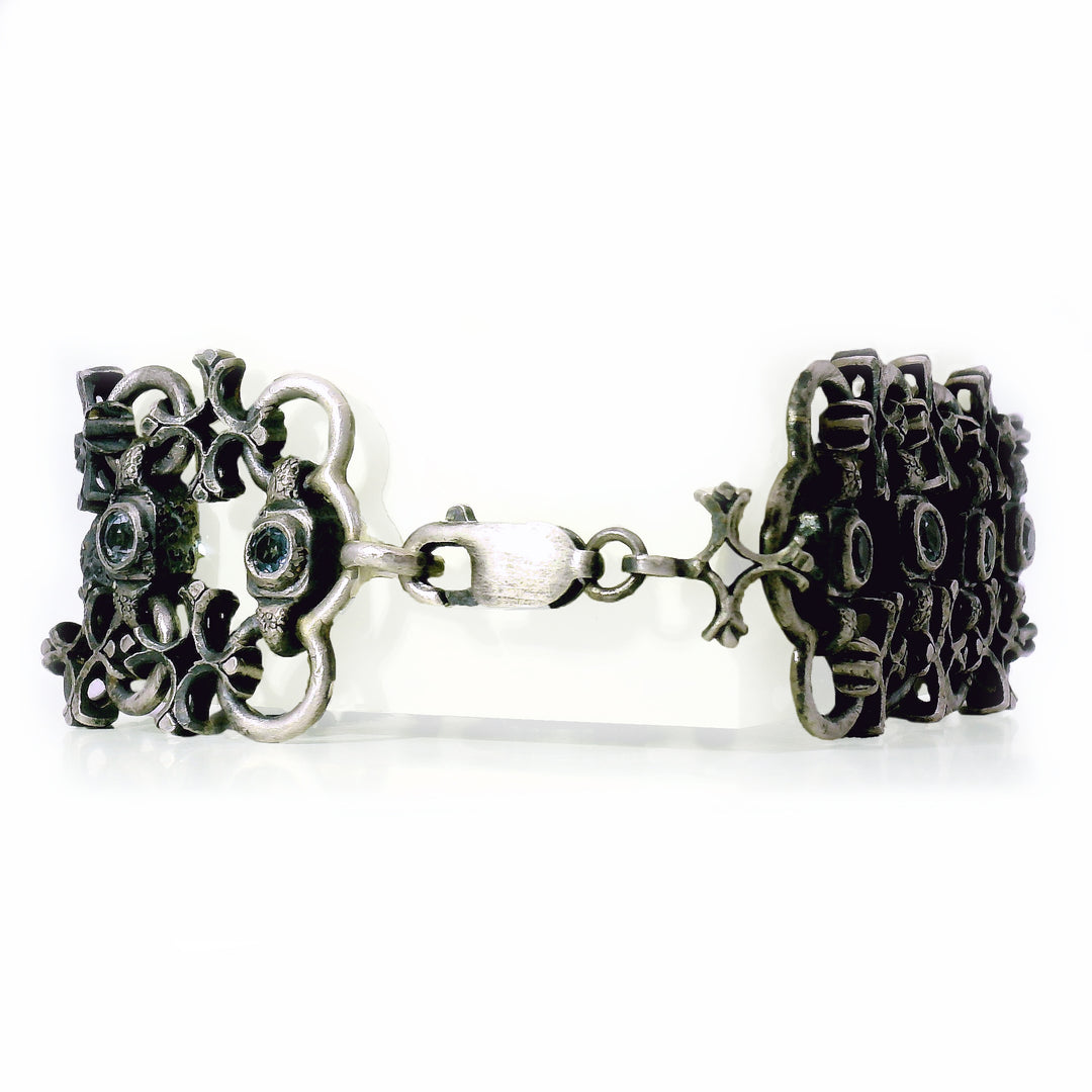 Blue Topaz & Sterling Silver Link Bracelet - "Aquitaine"