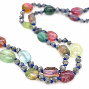 Tourmaline and Grey Diamond Beaded Necklace - "Mountain Blooms"