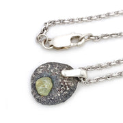 Sterling Silver & Montana Sapphire Pebble Necklace - "Pale Sage"