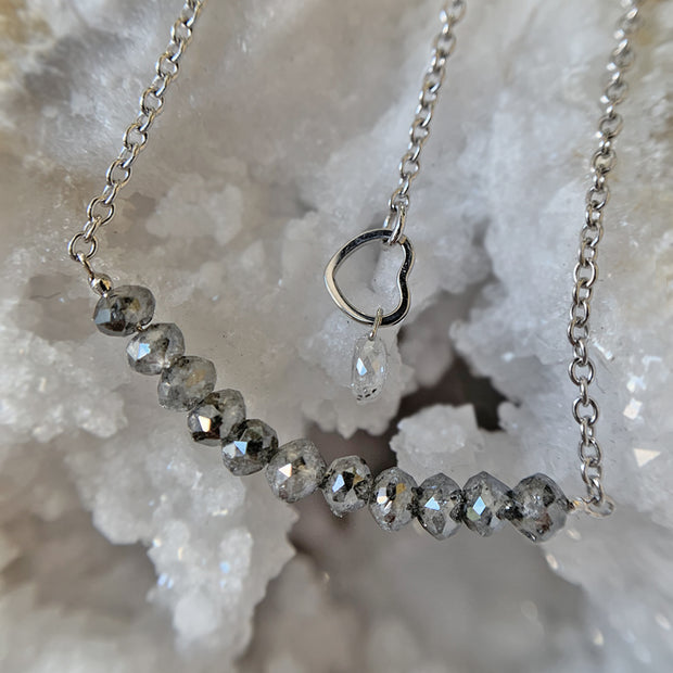 White Gold, Platinum, & Grey Diamond Necklace - "Rocky Edge"