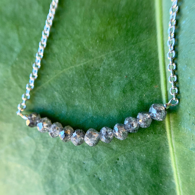 White Gold, Platinum, & Grey Diamond Necklace - "Rocky Edge"