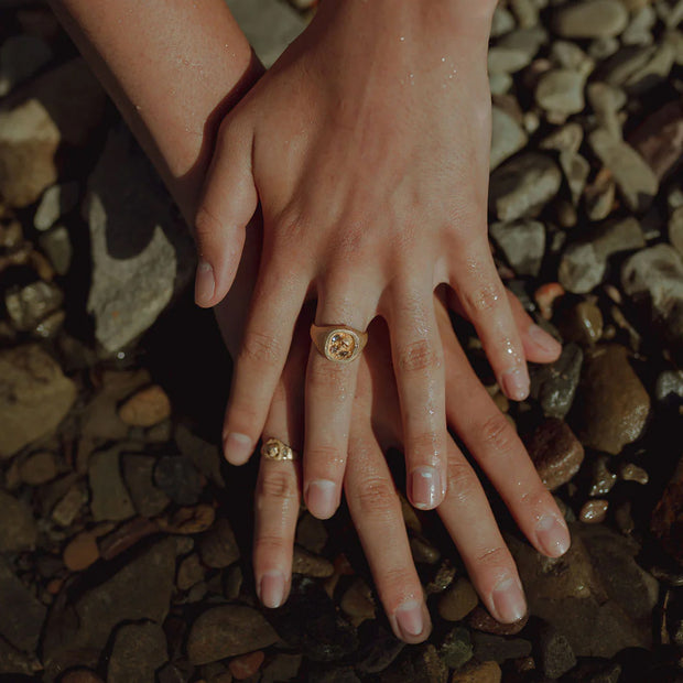 Yellow Gold & Dimond Signet Ring - "Herculaneum"