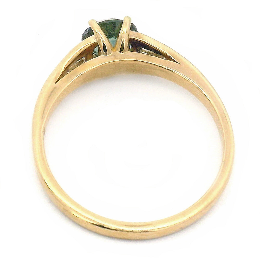 Montana Sapphire & Diamond Baguette Ring - "Prairie Thunder"