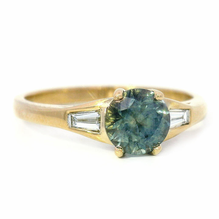 Montana Sapphire & Diamond Baguette Ring - "Prairie Thunder"