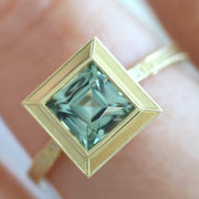 Square Shaped Montana Sapphire Engagement Ring - "Montana Mariana"